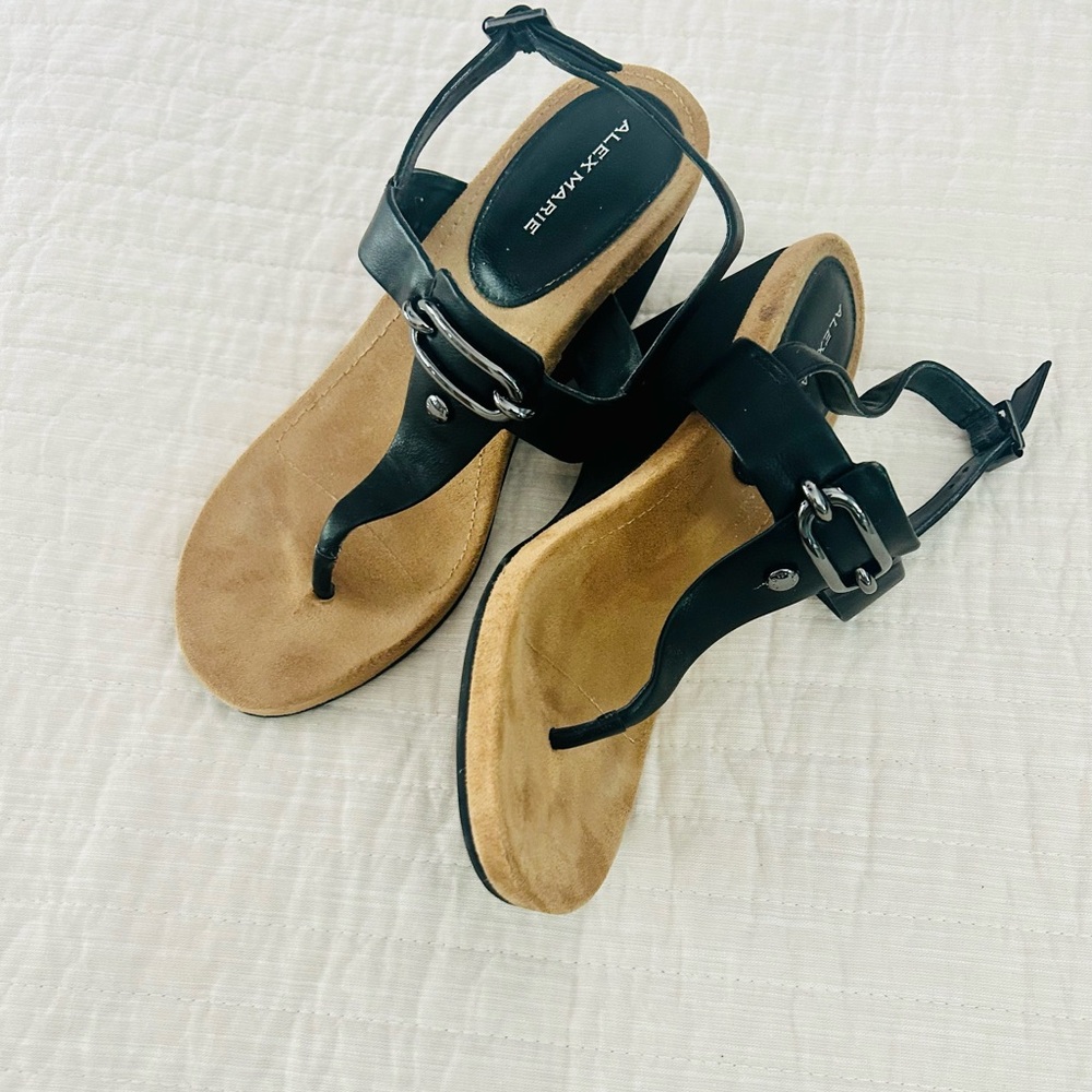 Alex Marie Black and Tan Sandals with Minimalist Design
